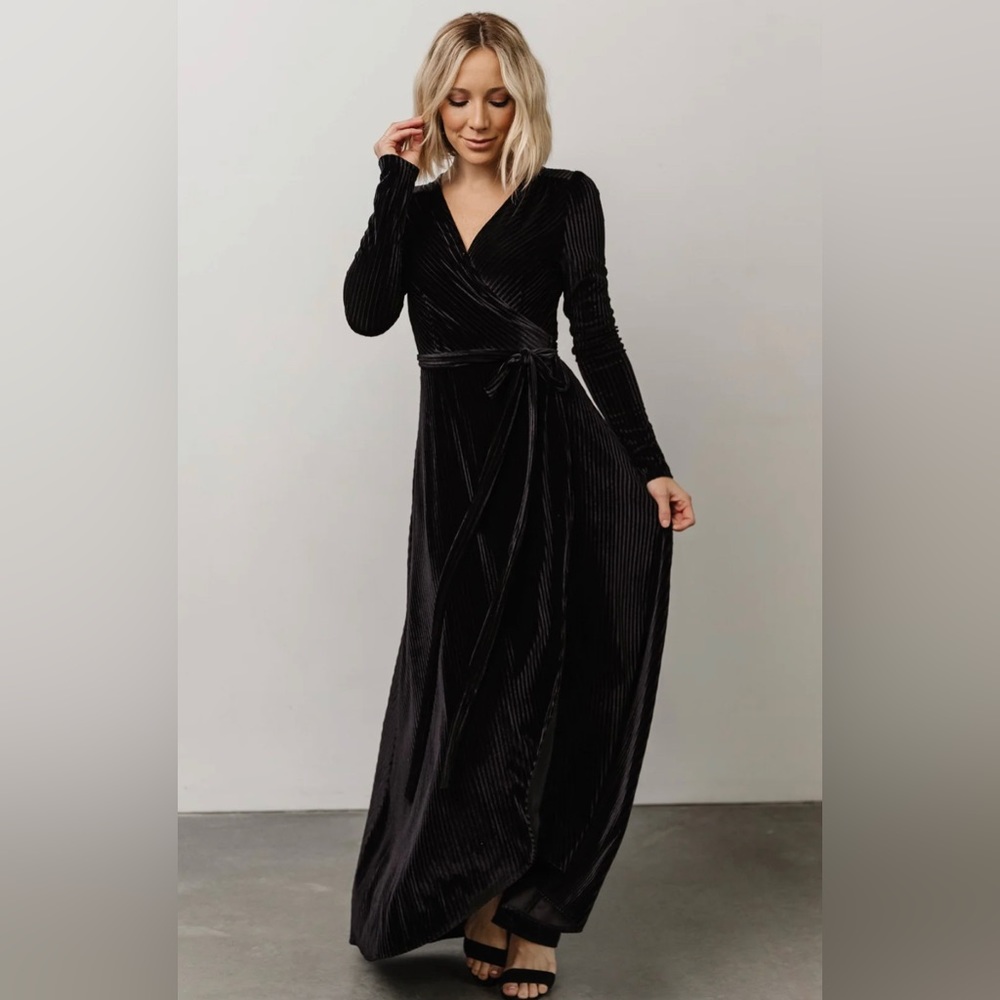Baltic Born Jada Ribbed Velvet Wrap Dress